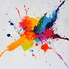 Poster - Artistic Burst of Color: A vibrant and dynamic explosion of multicolored paint bursts across the canvas, creating an abstract composition with energy and visual interest.