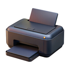 Fototapete - Black 3d paper printer icon. 3d rendering isolated on white background. Cartoon plastic style