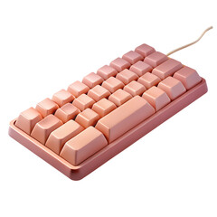 Fototapete - Pink Computer keyboard 3D icon. Isolated on white background. Cartoon plastic style