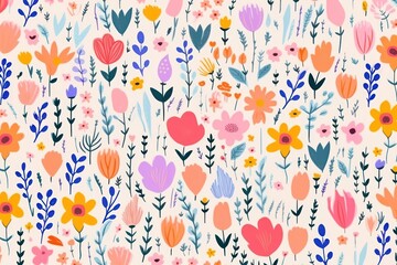 Canvas Print - Daily flower pattern backgrounds art.