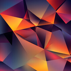 Poster - Abstract Geometric Composition: Captivating digital artwork showcasing a complex arrangement of geometric shapes and vibrant colors.