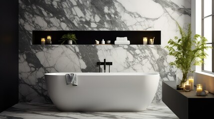 Wall Mural - bathroom white and black marble background