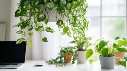 Wall Mural - workspace white desk plant