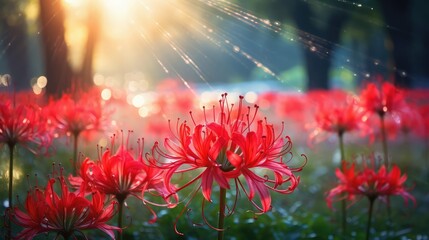 Poster - bloom red spider lily