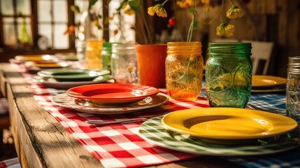 Sticker - wooden table with napkin