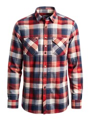 Fototapete - Stylish Plaid Flannel Shirt Isolated on White for Apparel Mockups