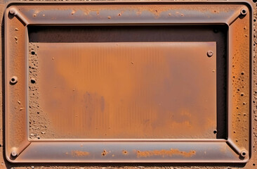 Rectangular frame rusted metal surface appears to be Rusty sign