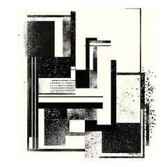 Poster - Abstract black and white geometric art