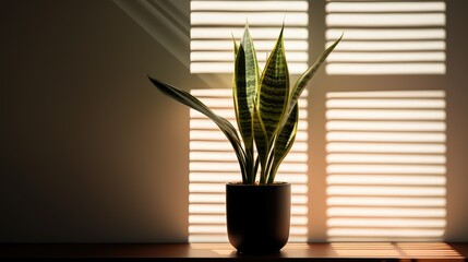 Wall Mural - natural snake plant silhouette