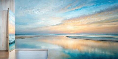 Wall Mural - Serene Coastal Sunset A Tranquil Ocean Scene Captured in Vibrant Hues for Home Decor