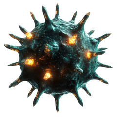 Poster - Glowing Edge Virus Illustration, 3D-rendered design showcasing intricate details and vibrant illumination on a transparent background