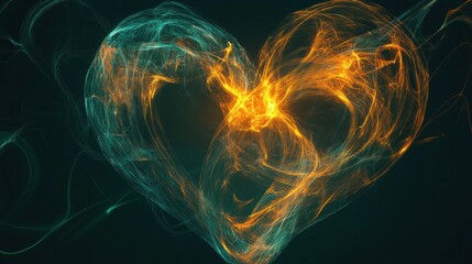 Sticker - Abstract heart formed with glowing lines