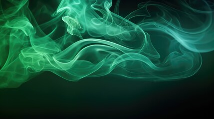 Wall Mural - frame green smoke on black background