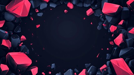 Aufkleber - Pink and grey crystals frame; abstract background; design template