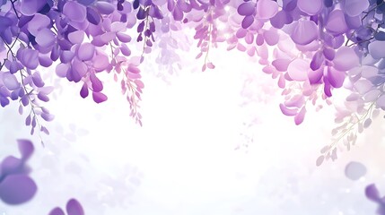 Aufkleber - Purple wisteria blossoms frame, spring garden background, floral design