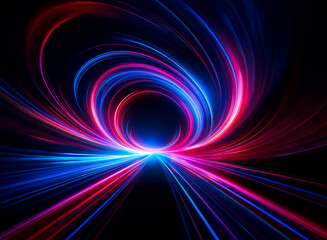 Aufkleber - Swirling abstract light trails of vibrant red and blue hues converge, creating a vortex effect against a dark backdrop. Dynamic and energetic, the image suggests motion and speed.