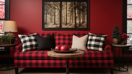 Wall Mural - rustic red and black buffalo check