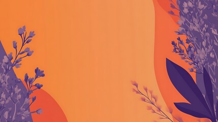 Poster - Abstract floral design, orange and purple background, artistic illustration, for posters, branding