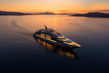 Wall Mural - Luxury yacht at sunset