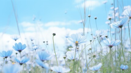 Poster - bloom spring pastel blue