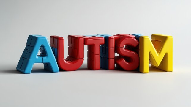 Autism Awareness: Colorful Puzzle Pieces on Blue Background,  Symbolizing Neurodiversity and Mental Health