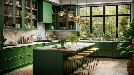 Wall Mural - cabinets home decor green