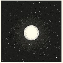 Poster - Celestial body in a starry night sky, graphic representation