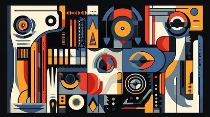 Aufkleber - Abstract geometric design, vibrant colors, technology themed background, for a tech/design presentation