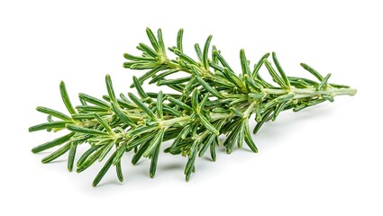 Wall Mural - Fresh rosemary sprigs elegantly displayed on white backdrop capturing essence of cooking and wellness