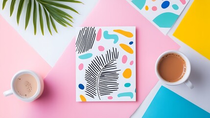 Poster - Colorful abstract notebook on a pastel background