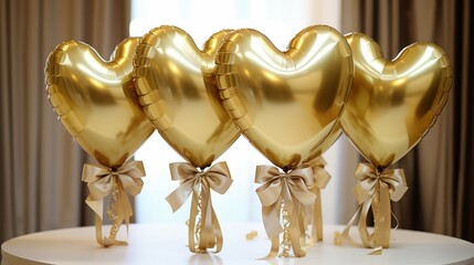 Canvas Print - hebouquet gold heart ballons