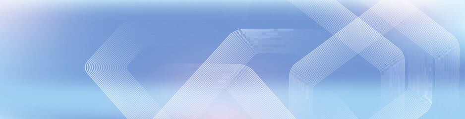 Fototapete - Digital futuristic technology concept with hexagons. Digital hexagonal blue abstract background. Geometric stripe line art design for poster, brochure, cover, banner, website, header