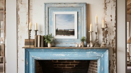 Wall Mural - vintage blue picture frame