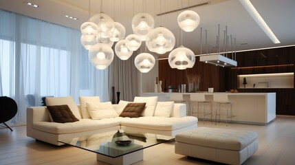 Wall Mural - modern hanging white lights