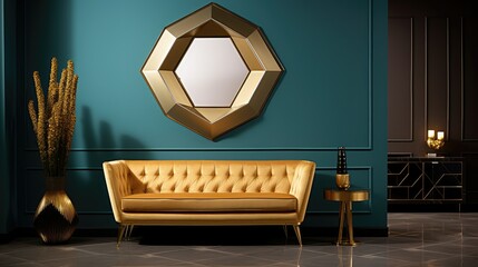 Wall Mural - angular gold geometric frame