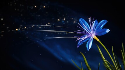 Wall Mural - night blue shooting star