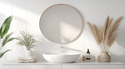 Poster - Modern bathroom interior, minimalist design, natural decor