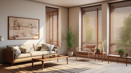 Wall Mural - window wood blinds