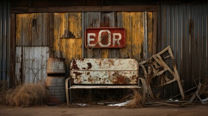 Wall Mural - retro distressed metal sign