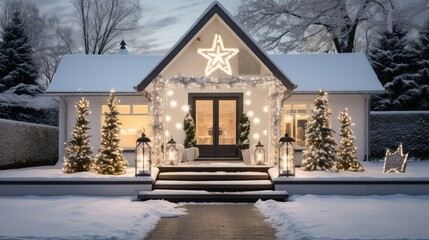 Wall Mural - modern christmas house exterior