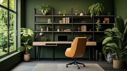 Wall Mural - office green home interior