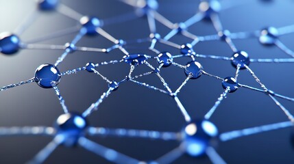 Poster - abstract image of interconnected water droplets forming a network against a dark blue background. th