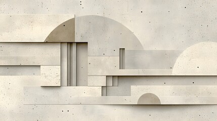 Poster - Abstract Geometric Composition with Textured Concrete Elements