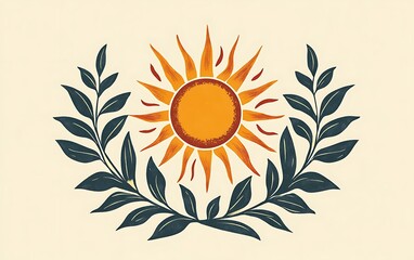 Poster - Sun graphic design with leaves