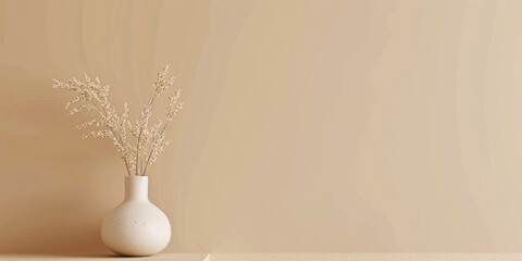 Poster - A chic minimalist design with a light sienna background, Sparse patterns and clean lines, Minimalist artistic style