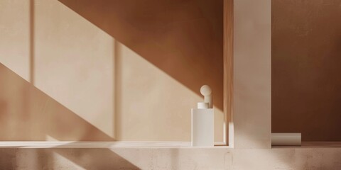 Poster - A chic minimalist design with a light sienna background, Sparse patterns and clean lines, Minimalist artistic style