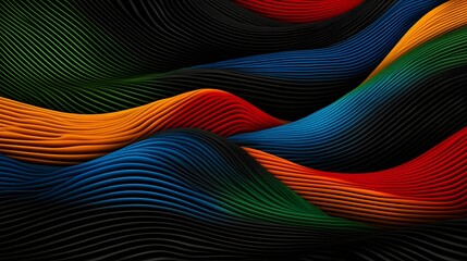 Poster - Vibrant Abstract Waves of Colorful Textures and Curved Lines