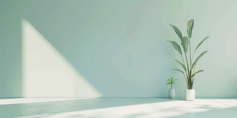 Poster - A clean minimalist design featuring a light mint green backdrop, Smooth surfaces and fresh tones, Scandinavian minimalist style