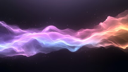 Poster - Colorful Light Waves in a Dark Space with Ethereal Glow Effect
