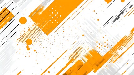 Poster - Abstract orange diagonal lines, white background, dynamic energy, design template